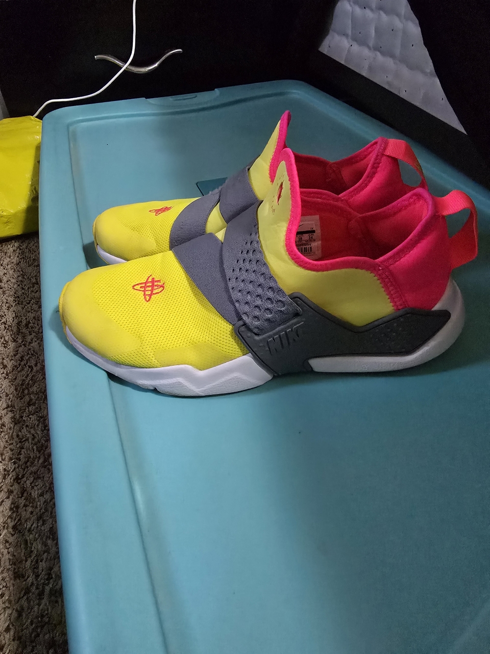 Nike Kids Slip-On Sneakers in Yellow & Hot Pink
